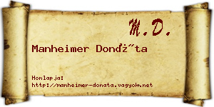 Manheimer Donáta névjegykártya